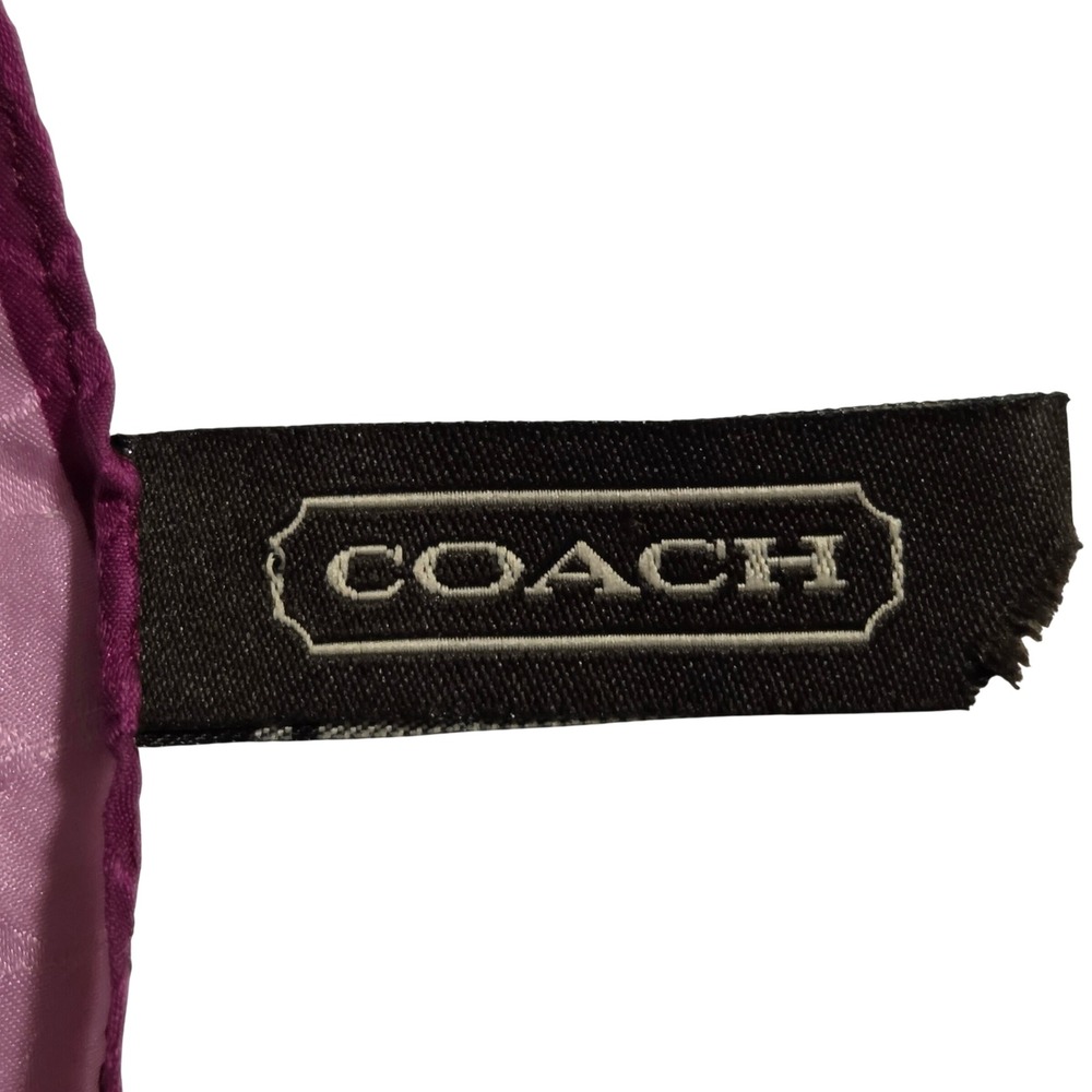 Coach Pink Silk Signature C Polka Dot Square Scarf 21x21 Hand Rolled Edge